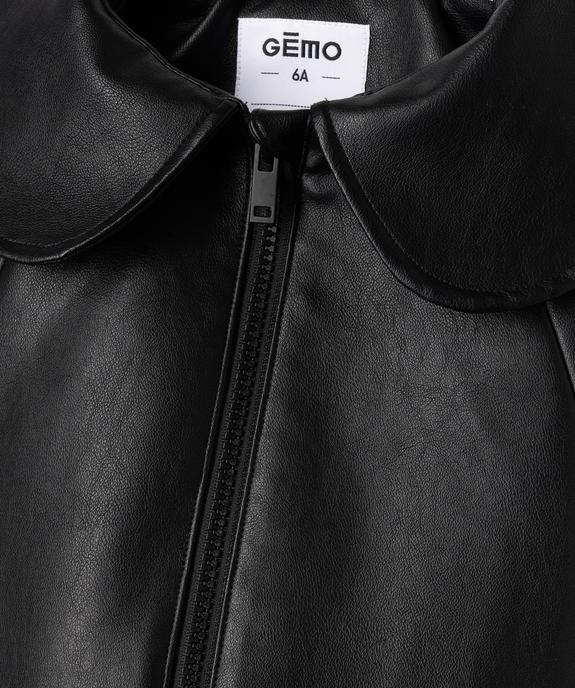 Veste courte à col Claudine en cuir imitation fille vue2 - GEMO (ENFANT) - GEMO