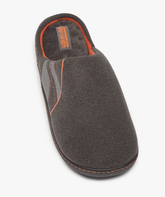 Chaussons homme mules en feutrine détails fluo - Isotoner vue5 - ISOTONER - GEMO