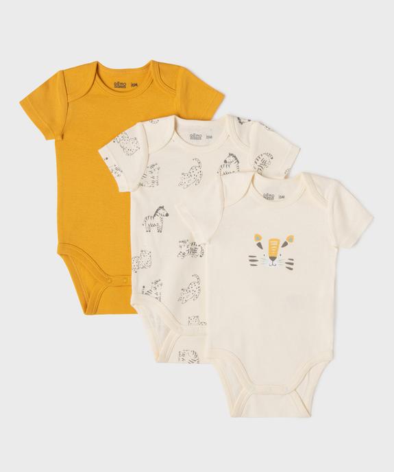 Body à manches courtes motifs animaux bébé garçon (lot de 3) vue1 - GEMO 4G BEBE - GEMO