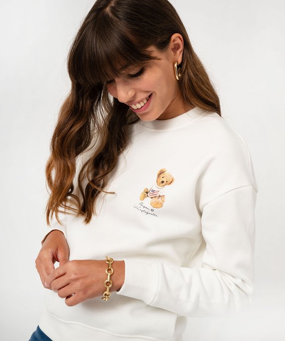 Sweat molletonné avec motif poitrine femme - LuluCastagnette vue3 - LULUCASTAGNETTE - GEMO
