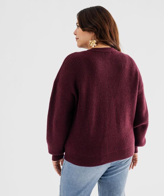 Gilet à col rond en grosse maille femme grande taille vue3 - GEMO (G TAILLE) - GEMO