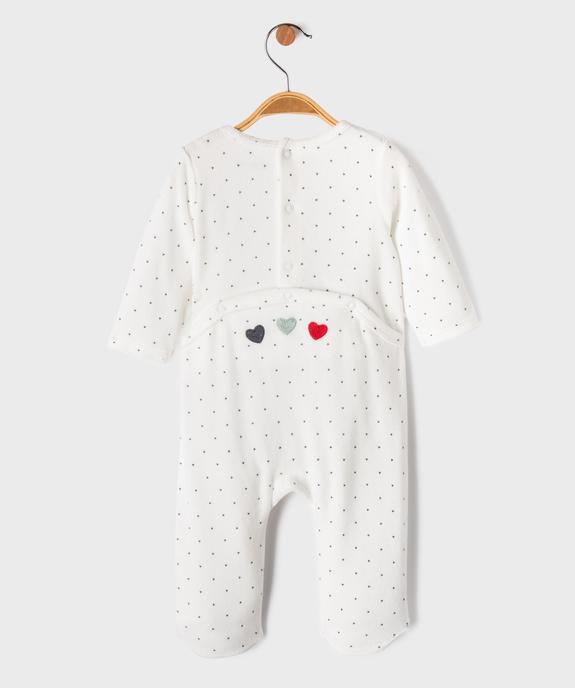 Pyjama en velours à motifs coeurs et message brodé bébé fille vue4 - GEMO 4G BEBE - GEMO