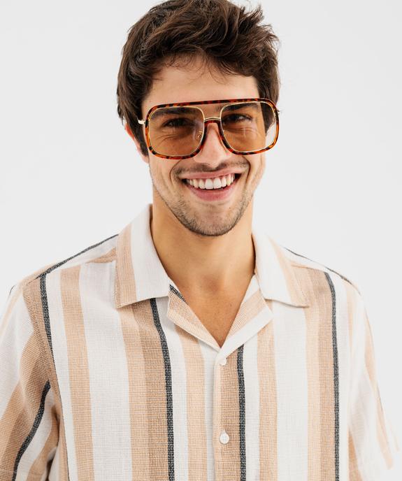 Chemise manches courtes et col cubain à rayures homme vue2 - GEMO (HOMME) - GEMO