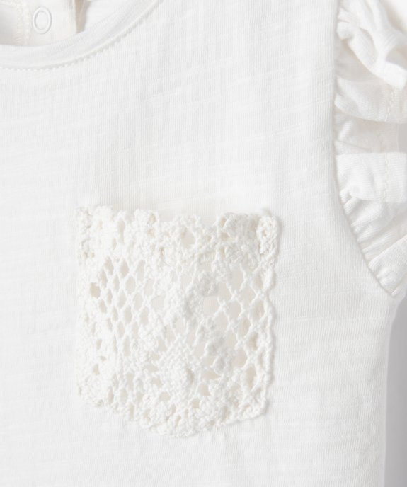Tee-shirt bébé fille sans manches à volant et poche en crochet vue2 - GEMO(BEBE DEBT) - GEMO
