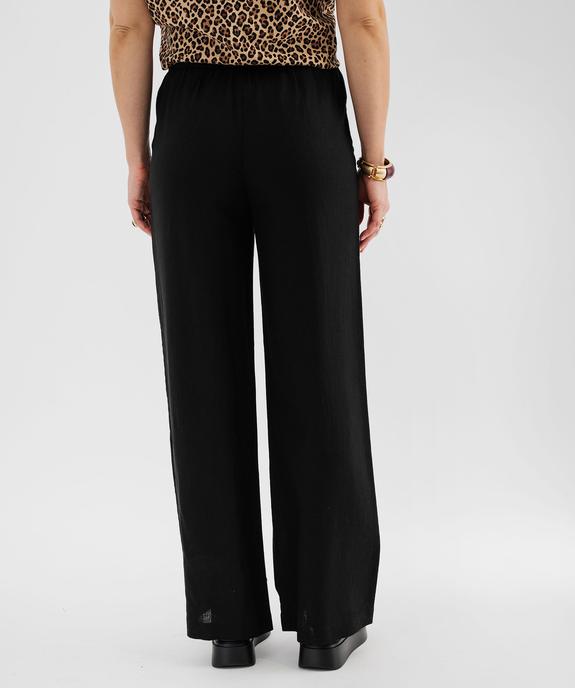 Pantalon large en viscose et lin à taille élastiquée femme vue3 - GEMO 4G FEMME - GEMO