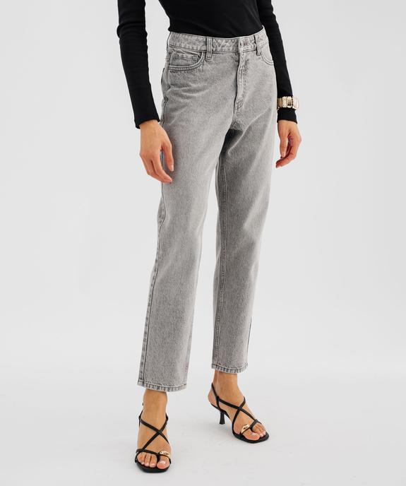 Jean mom fit taille haute délavé femme vue1 - GEMO 4G FEMME - GEMO