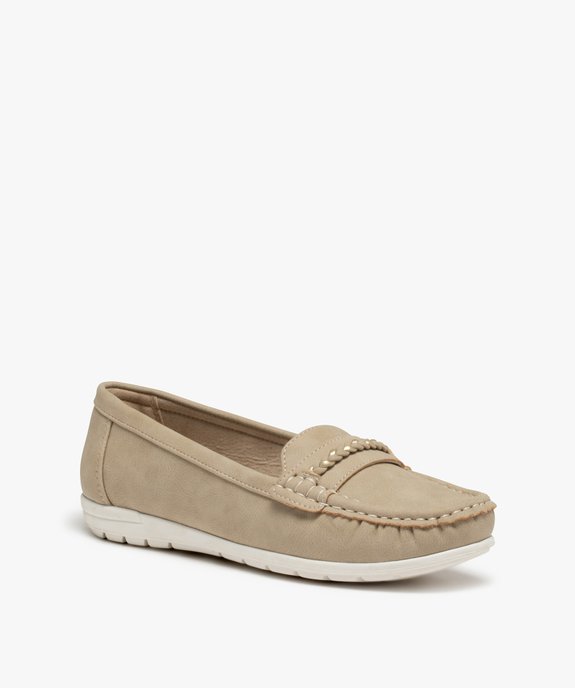 Mocassins femme unis à talon plat dessus souple vue2 - GEMO 4G FEMME - GEMO