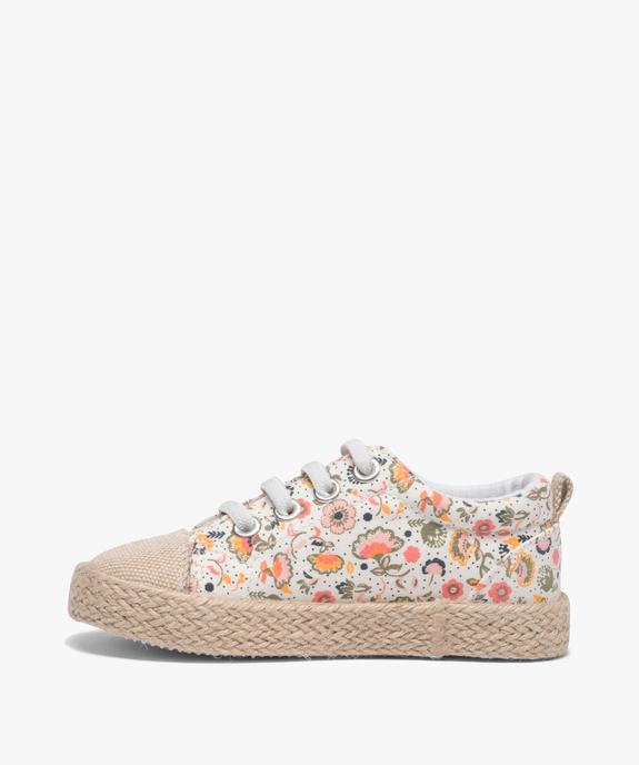 Tennis fille en toile fantaisie avec semelle en corde dessus imprimé mille fleurs vue3 - GEMO (ENFANT) - GEMO