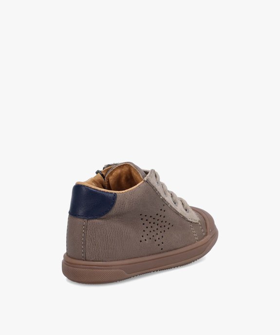 Baskets bébé garçon mid-cut dessus cuir à lacets et zip – NA!  vue5 - NA! - GEMO