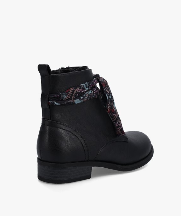 Bottines femme à talon plat et lacets en foulard imprimé vue5 - GEMO (CASUAL) - GEMO