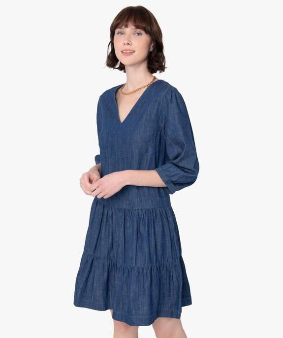 Robe femme en jean à manches longues vue1 - GEMO(FEMME PAP) - GEMO