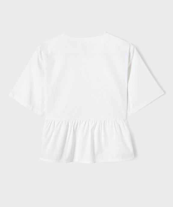 Blouse manches courtes à basque en coton fille vue3 - GEMO (JUNIOR) - GEMO
