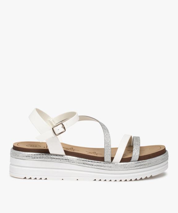 Sandales fille compensées à fines brides pailletées vue1 - GEMO (ENFANT) - GEMO