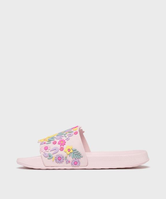 Mules de plage à motifs fleuris en relief fille vue3 - GEMO (PLAGE) - GEMO