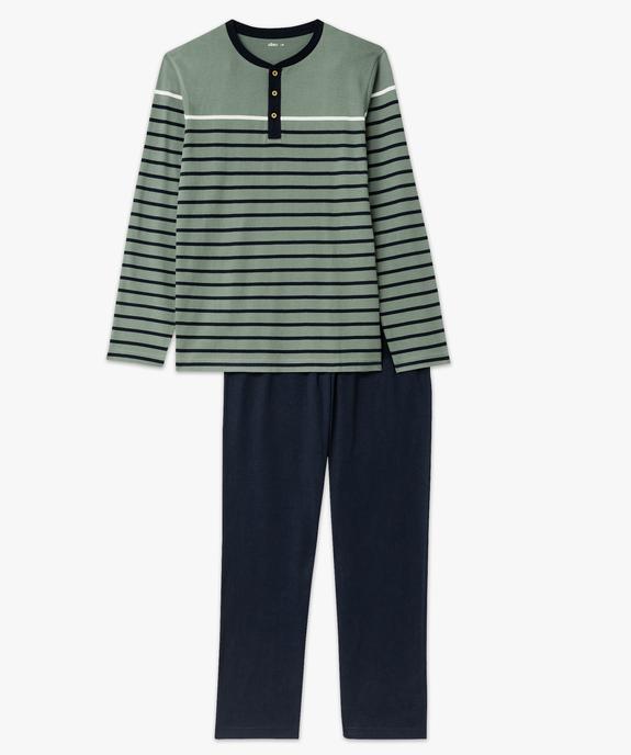 Pyjama à manches longues et pantalon large homme vue4 - GEMO 4G HOMME - GEMO