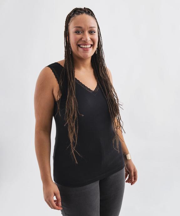 Débardeur fluide à col V dentelle femme grande taille vue1 - GEMO 4G GT - GEMO