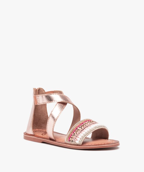 Sandales fille à contrefort fermé et brides brodées vue2 - GEMO (ENFANT) - GEMO