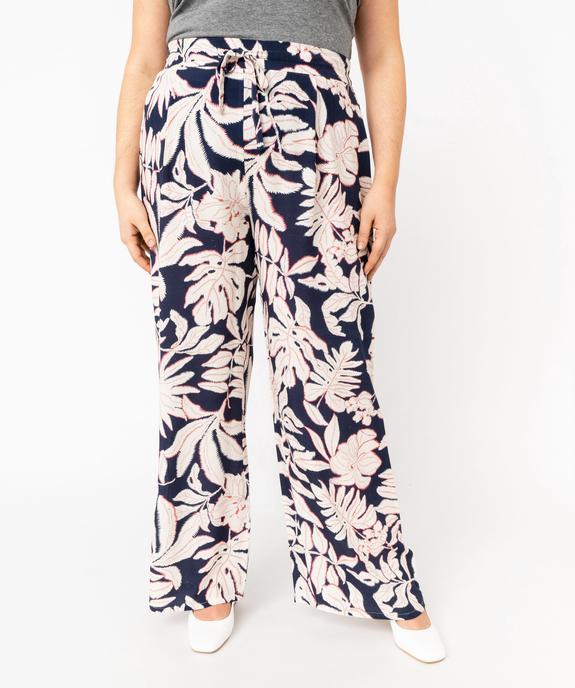 Pantalon viscose large fleuri femme grande taille vue2 - GEMO (G TAILLE) - GEMO
