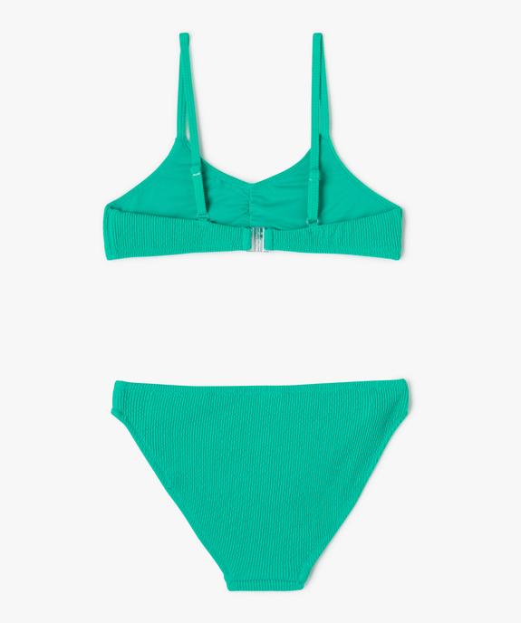 Maillot de bain 2 pièces en maille gaufrée fille vue3 - GEMO 4G FILLE - GEMO
