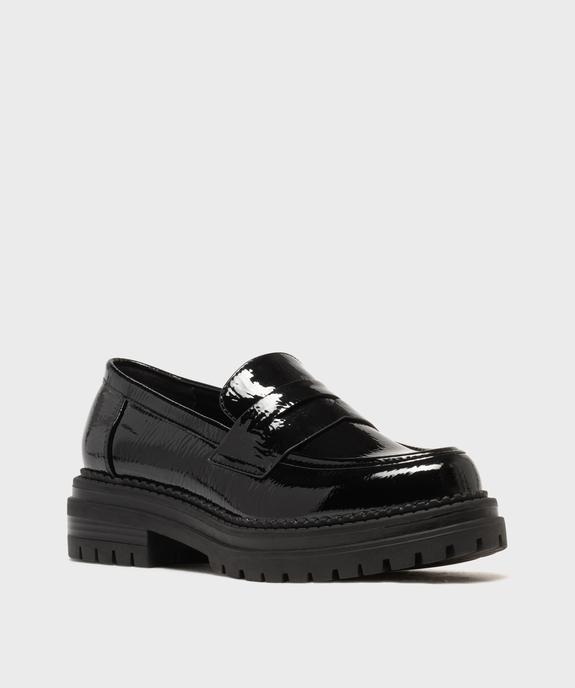 Mocassins chunky à semelle crantée et tige vernie femme - Follow Me vue2 - FOLLOW ME - GEMO