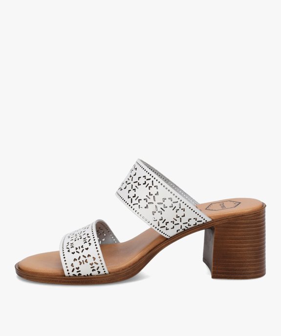 Mules femme à talon dessus cuir ajouré - Tanéo vue3 - TANEO - GEMO