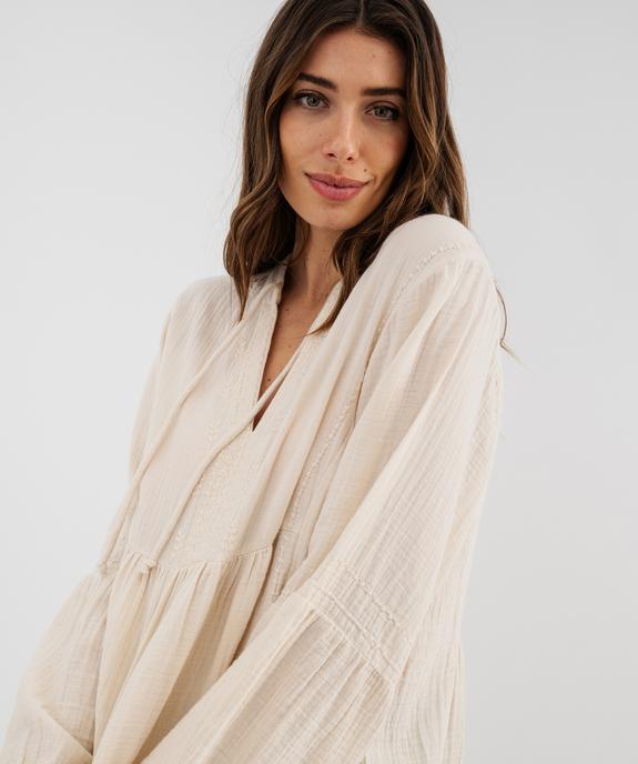 Blouse manches longues en gaze de coton femme vue2 - GEMO(FEMME PAP) - GEMO