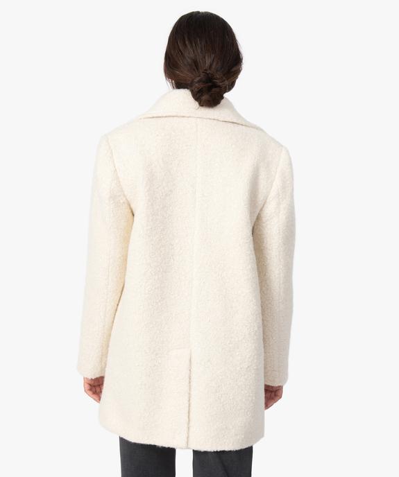 Manteau femme mi-long en matière bouclette à col tailleur vue3 - GEMO(FEMME PAP) - GEMO