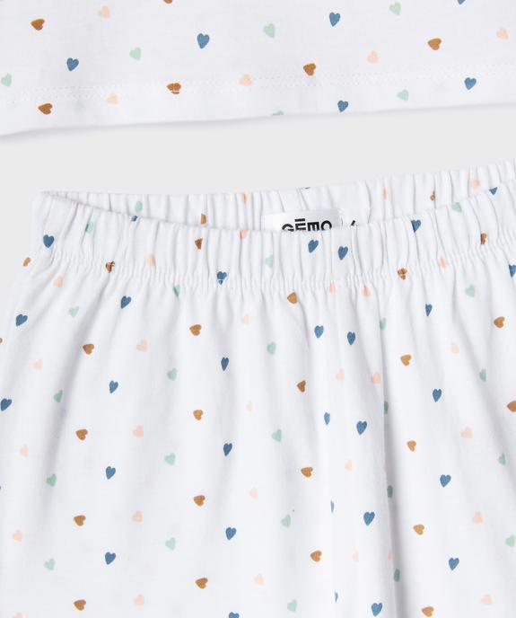 Pyjama en coton à motifs coeurs fille vue3 - GEMO 4G FILLE - GEMO
