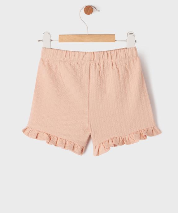 Short en jersey de coton texturé à taille élastiquée bébé fille vue3 - GEMO 4G BEBE - GEMO
