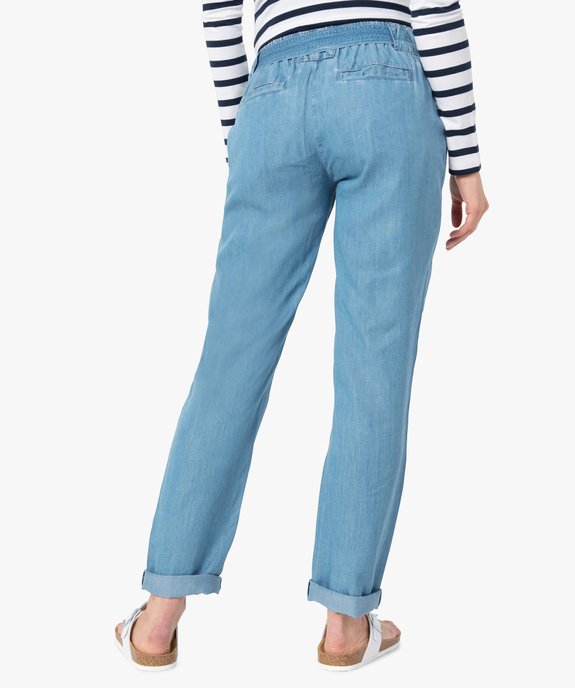 Pantalon de grossesse en Lyocell avec bandeau extensible vue3 - GEMO 4G FEMME - GEMO