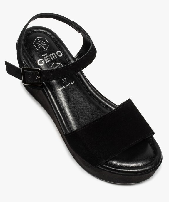 Sandales femme compensées dessus cuir suédé uni vue5 - GEMO(URBAIN) - GEMO