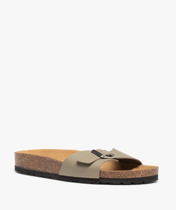 Mules femme à talon plat et bride ajustable en cuir vue2 - GEMO (CASUAL) - GEMO