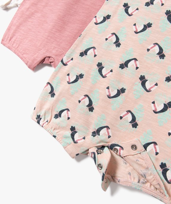 Combishort bébé fille à manches volantées (lot de 3) vue2 - GEMO(BB COUCHE) - GEMO