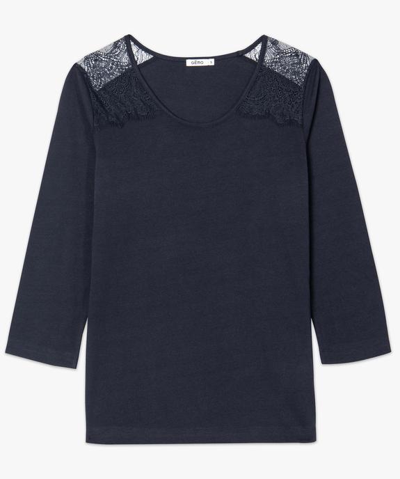 Tee-shirt femme à manches longues et dentelle vue4 - GEMO (MAILLE) - GEMO