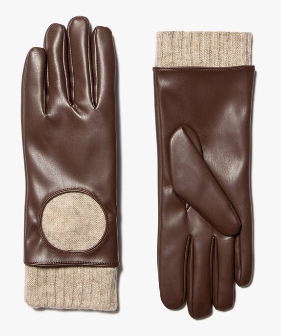 Gants femme unis en maille et cuir imitation vue1 - GEMO (ACCESS) - GEMO