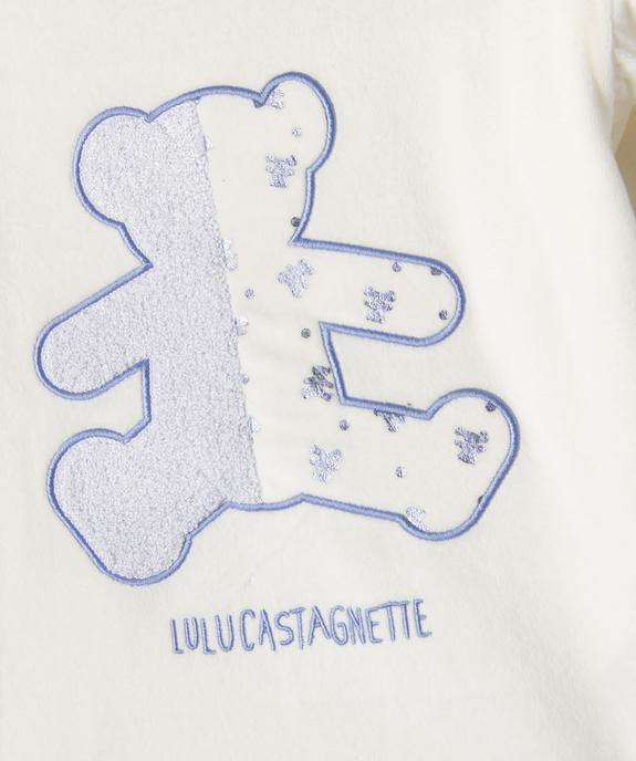 Pyjama en velours bicolore fille avec volants - LuluCastagnette vue2 - LULUCASTAGNETTE - GEMO