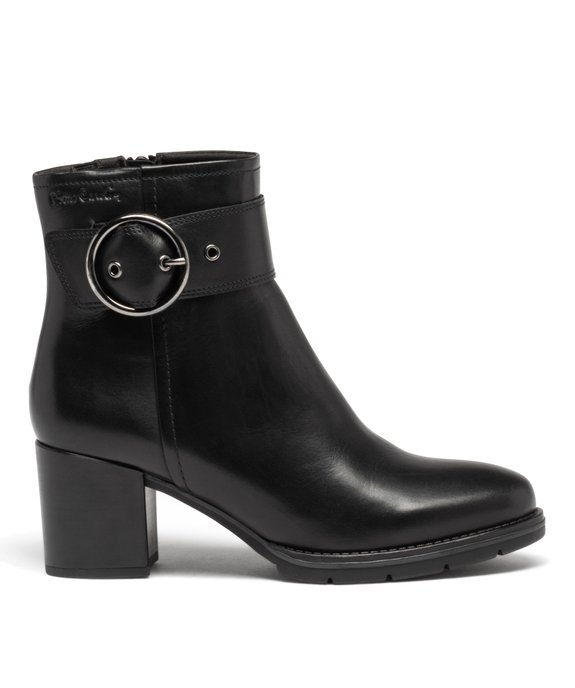 Boots femme à talon carré dessus en cuir uni et à zip - Pierre Cardin D vue1 - PIERRE CARDIN D - GEMO