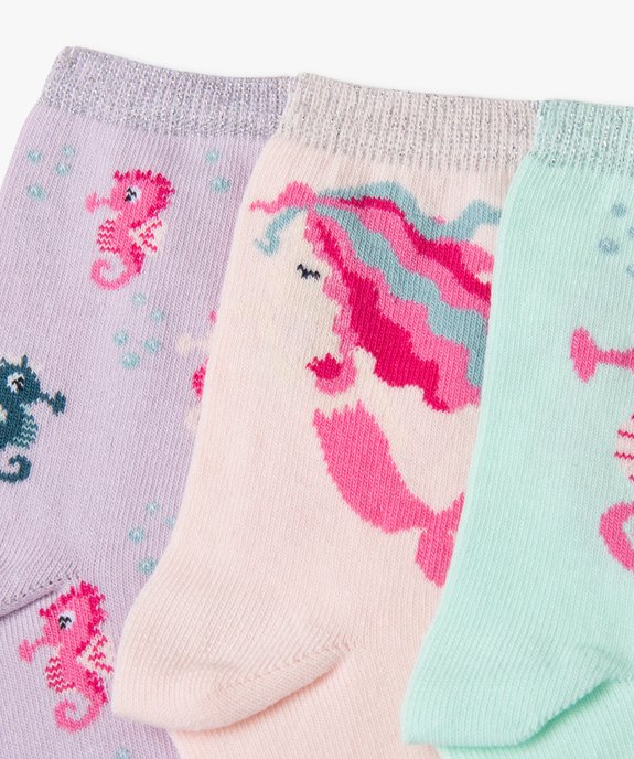 Chaussettes tige haute imprimées fille (lot de 3) vue2 - GEMO (ENFANT) - GEMO