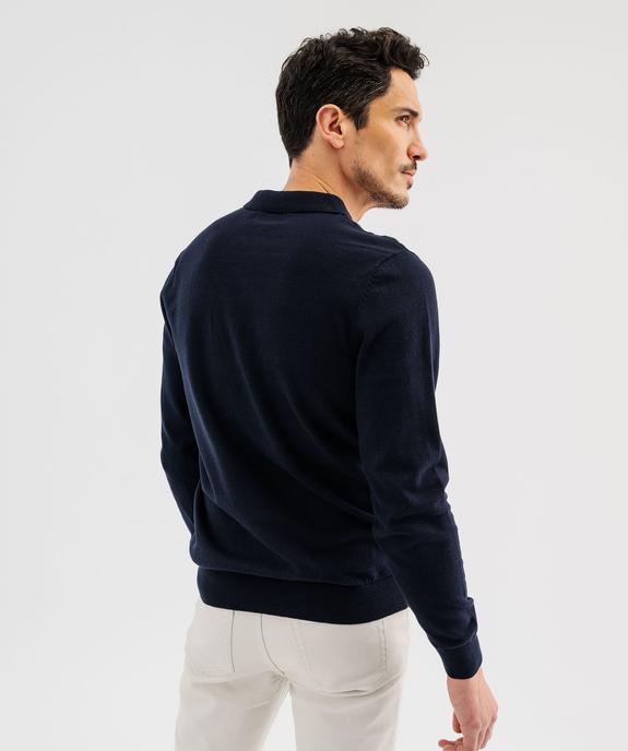 Pull à col polo et motif carreaux en relief homme vue3 - KENSINGTON - GEMO