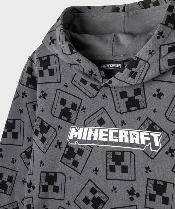 Sweat à capuche imprimé garçon - Minecraft vue2 - MINECRAFT - GEMO