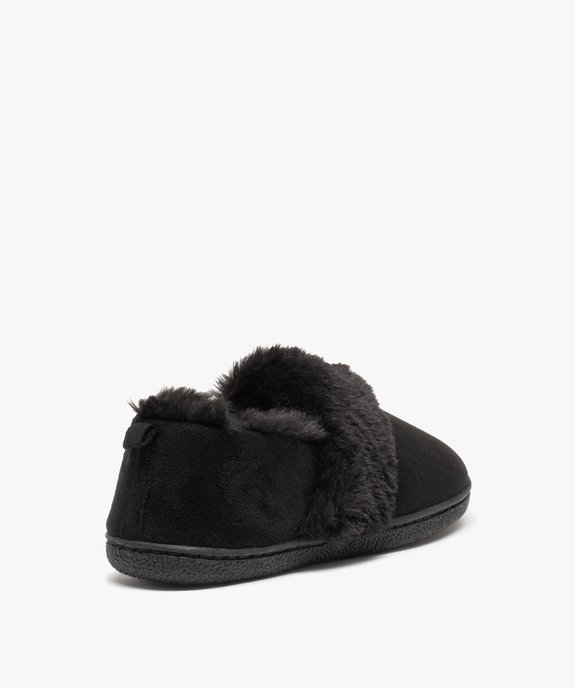 Chaussons femme fourrés dessus en suédine unie vue4 - GEMO(HOMWR FEM) - GEMO