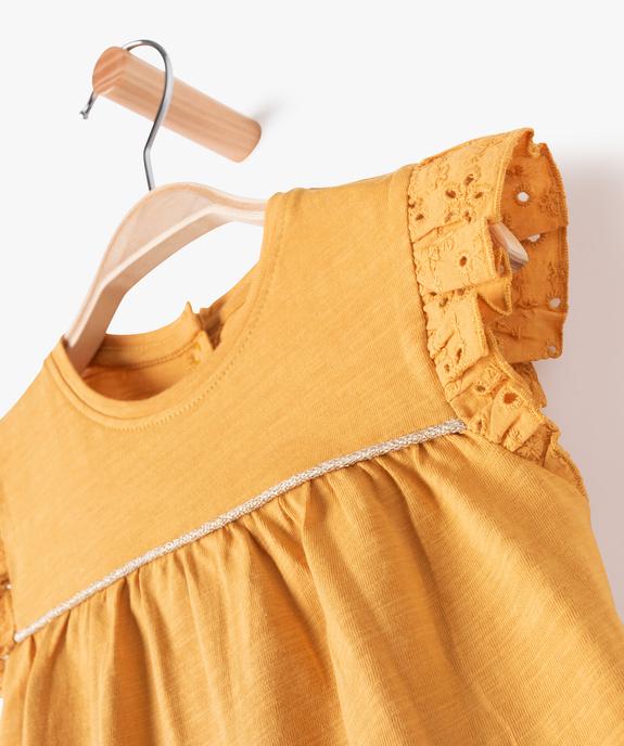 Tee-shirt bébé fille sans manches avec dentelle et liseré pailleté vue2 - GEMO 4G BEBE - GEMO