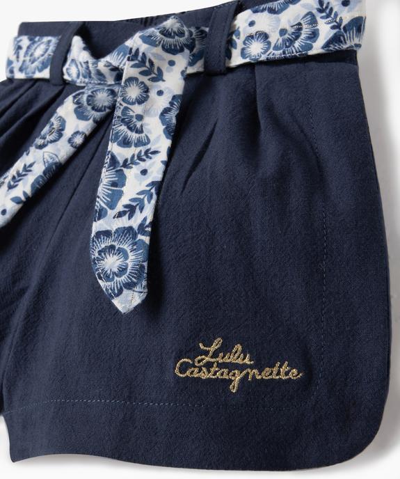 Short bébé fille avec ceinture à nouer - LuluCastagnette vue2 - LULUCASTAGNETTE - GEMO