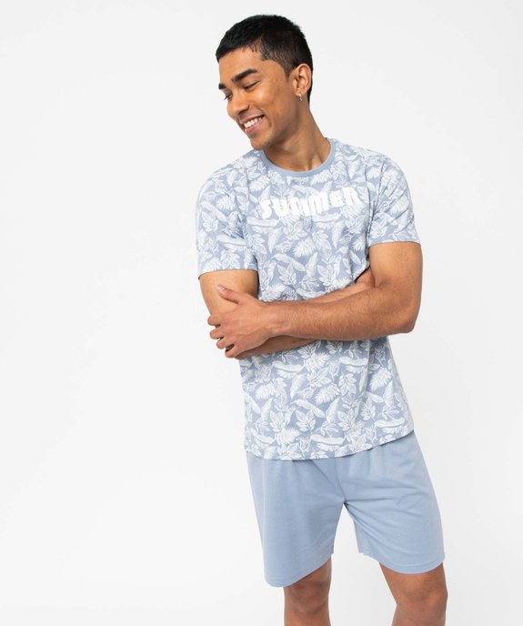 Pyjashort dépareillé imprimé feuillage homme vue1 - GEMO(HOMWR HOM) - GEMO