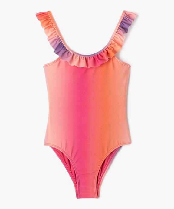Maillot de bain 1 pièce à col volanté fille vue1 - GEMO 4G FILLE - GEMO