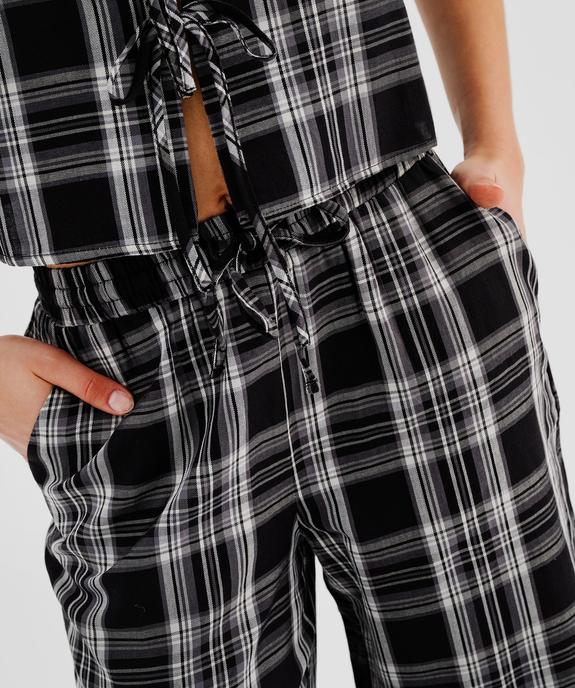 Pantalon large à carreaux avec taille élastique femme vue2 - GEMO(FEMME PAP) - GEMO