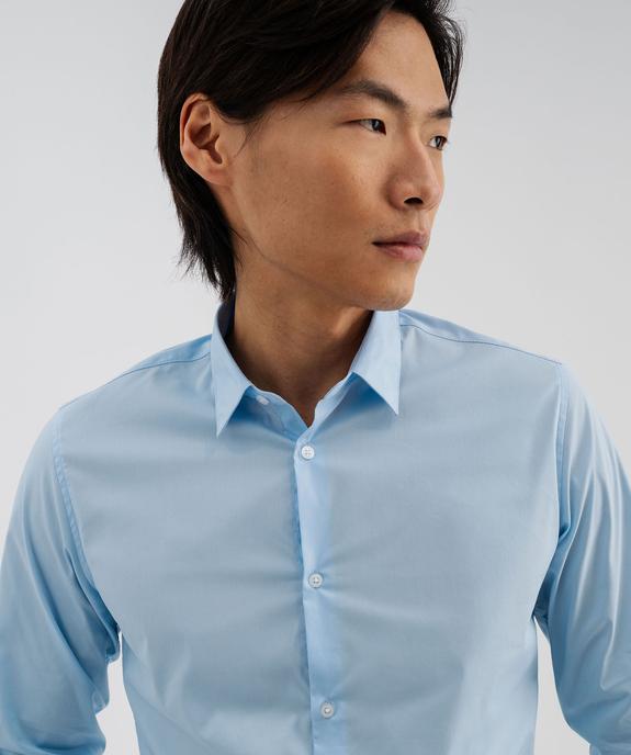 Chemise unie coupe slim en coton stretch homme vue8 - GEMO 4G HOMME - GEMO