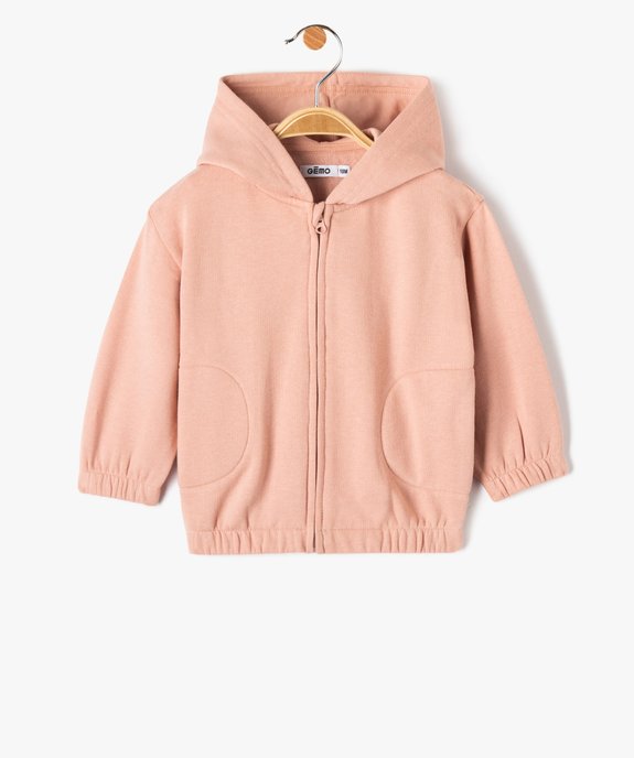 Sweat bébé fille à capuche et fermeture zippée vue1 - GEMO(BEBE DEBT) - GEMO