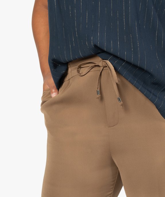 Pantalon femme en toile avec ceinture élastiquée vue2 - GEMO (G TAILLE) - GEMO
