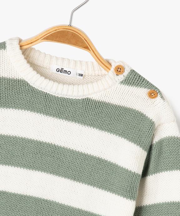 Pull en grosse maille à larges rayures bébé garçon vue2 - GEMO 4G BEBE - GEMO